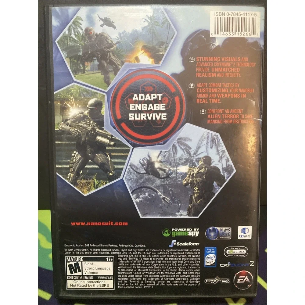 CRYSIS (Crytek, EA - 2007) - Complete In Box PC Video Game CIB w/ Manual